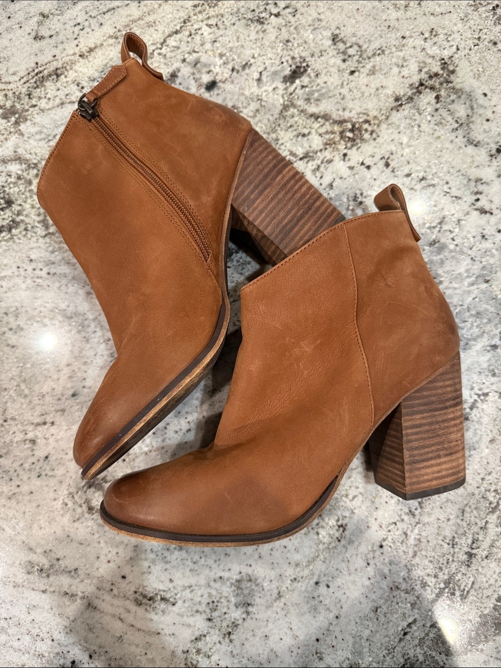 BP Women's Tan Suede Block Heel Ankle Boots